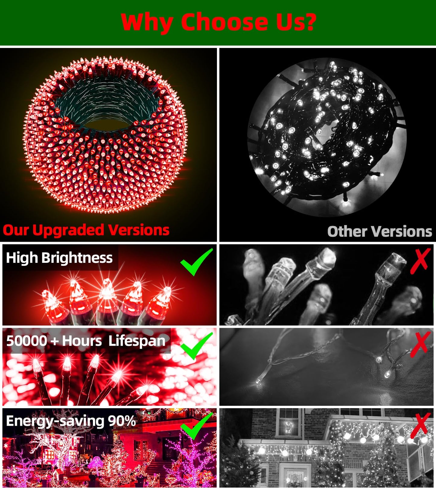 QUHUATU 750 LED 240FT Valentine Lights Outdoor,12 Lighting Modes Valentines DayDecorations with Timer, Dimmable Plug in Red LED StringLights Waterproof for Yard Tree Wedding Party Holiday Red