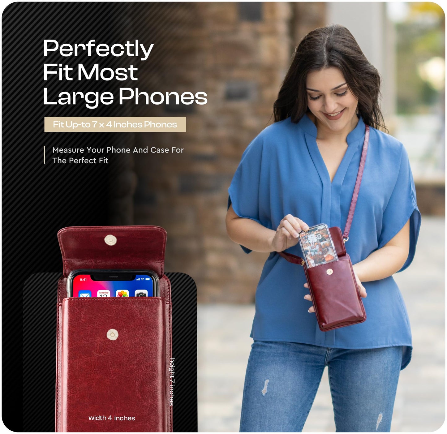 Claasico Crossbody Phone Purse for Women – RFID Phone Case Wallet w/Magnetic Closure & Separate Zipper Pocket Crossbody Bag