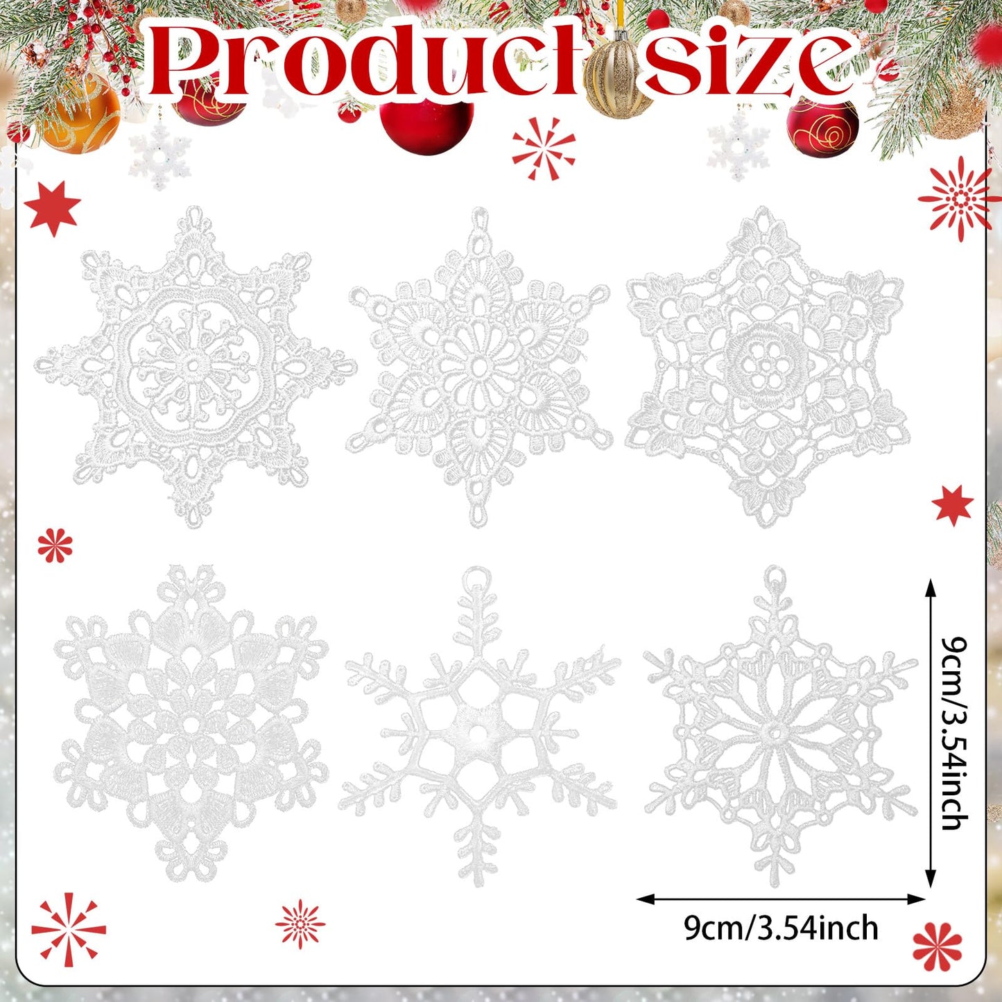 Buryeah 36 Pcs Snowflake Ornaments Christmas in July Crochet Snowflake Decorations Hanging Ornament for Christmas Tree Home Winter Wonderland Holiday Party Gift, 6 Styles(White)