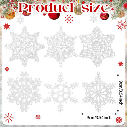 Buryeah 36 Pcs Snowflake Ornaments Christmas in July Crochet Snowflake Decorations Hanging Ornament for Christmas Tree Home Winter Wonderland Holiday Party Gift, 6 Styles(White)