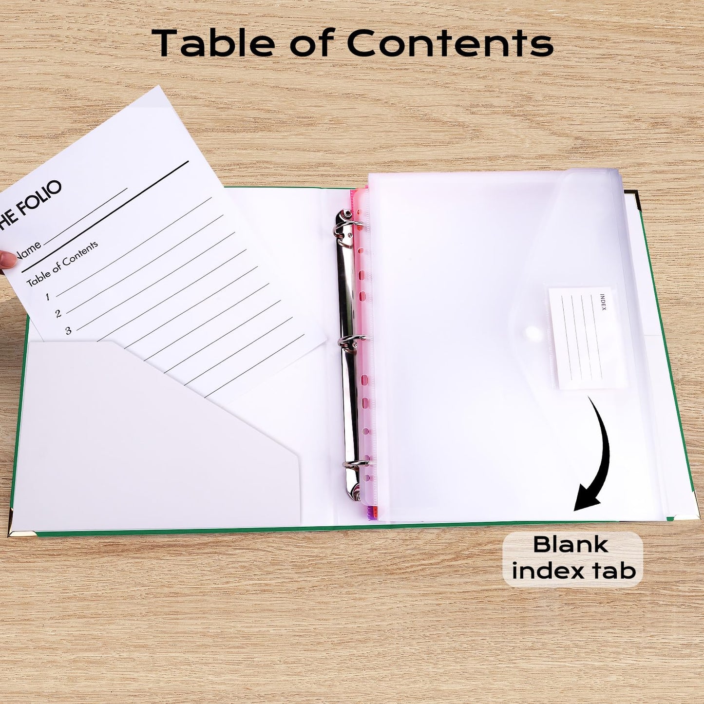 XKDOUS Important Document Organizer Folio Folders with 9 Pockets 3 Ring Linen Binder Organizer Expanding Storage Documents Holder with 9 Pockets and Labels for Papers, Files