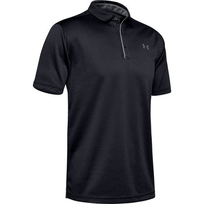 Under Armour Men's Tech Golf Polo, Black (001)/Graphite, Medium Tall