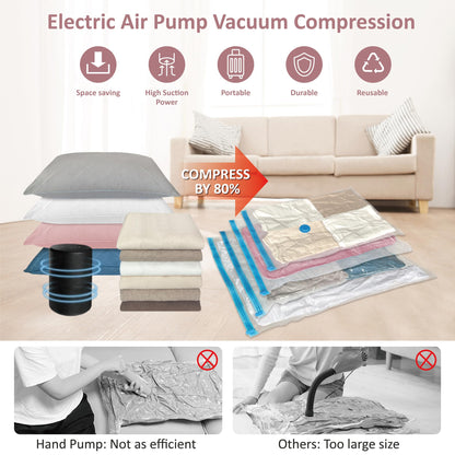 Roomipro Vacuum Storage Bags with Electric Pump, 16 Pack (3 Jumbo/3 Large/5 Medium/5 Small), Space Saver Bags with Pump, Storage Vacuum Sealed Bags for Clothes, Comforters, Blankets, Bedding