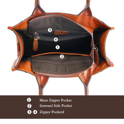 4YRBAGS Genuine Leather Crossbody Bag for Women - Vintage Large Capacity Shoulder Bag with Removable Adjustable Strap, Multi-Pocket Zipper Crossbody Purse for Daily Commute Travel Gifting (Brown)