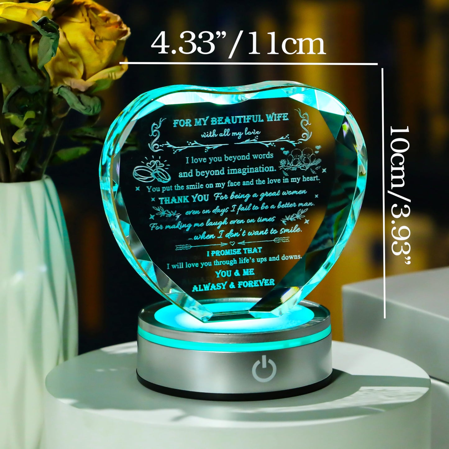 Qianwei Gifts for Wife from Husband Unique - Personalized Crystal Heart Gifts for My Wife Who Has Everything - Birthday Anniversary Wedding Valentines Day Present Ideas for Her