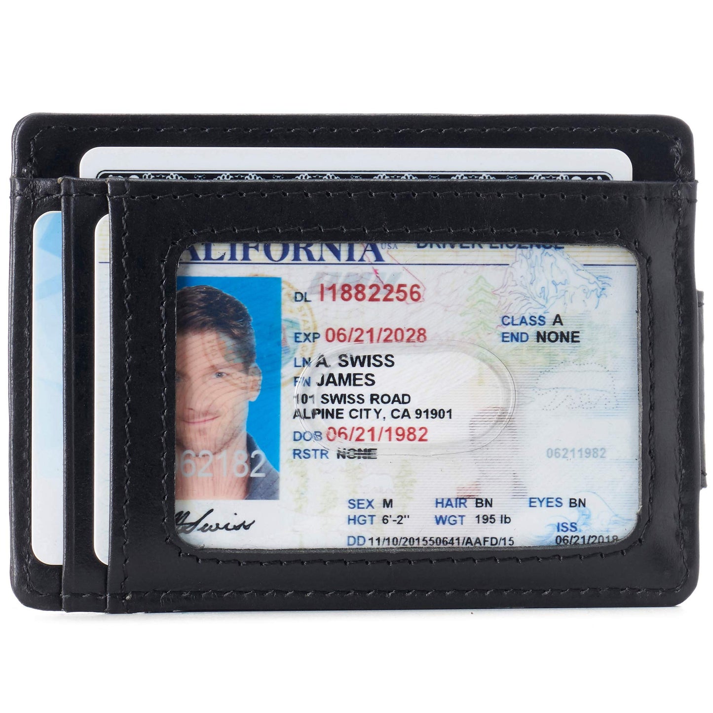 Alpine Swiss Harper Mens RFID Slim Front Pocket Wallet Magnetic Money Clip ID Card Holder Leather Glossy Nappa Black