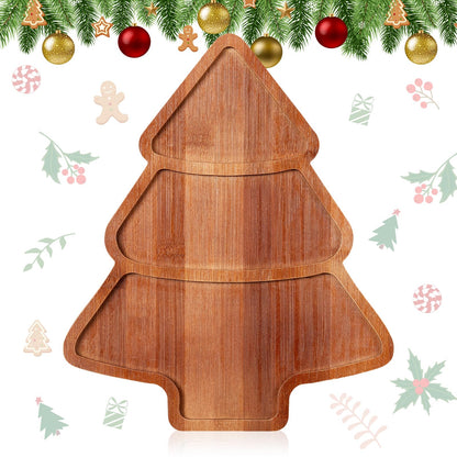 Maxcheck Christmas Tree Serving Tray Platter Charcuterie Board Christmas Wood Serving Dish Cutting Board Rustic Farmhouse 11.42 x 10.43 Inches Table Plate for Cheese Food Fruit Party