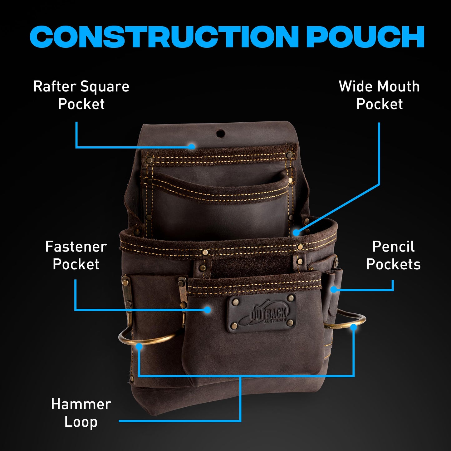 OX Pro Oil Tanned Leather Tool Belt with Padded Suspenders Leather Carpenter Tool Belt with Suspenders and Pouches Dual Hammer Holsters for Men - Morrales Para Carpintero