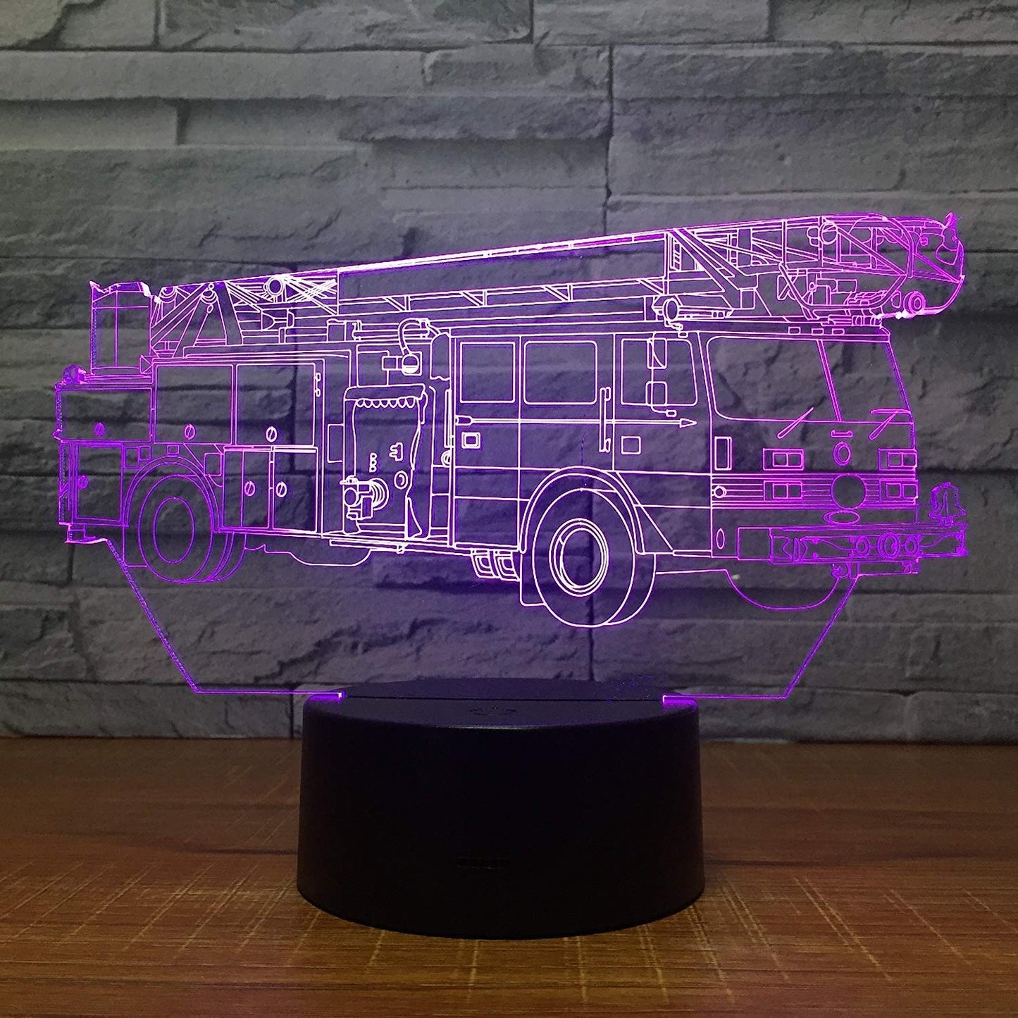 YTDZLTD Creative 3D Fire Truck Night Light 16 Colors Changing USB Power Remote Control Touch Switch Decor Lamp Optical Illusion Lamp LED Table Desk Lamps
