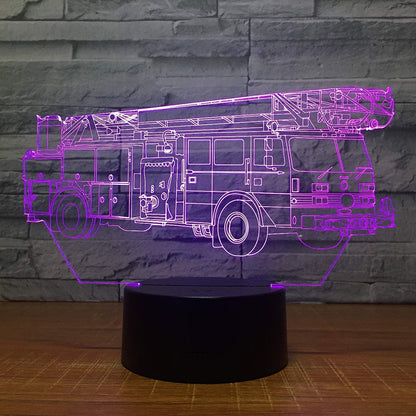 YTDZLTD Creative 3D Fire Truck Night Light 16 Colors Changing USB Power Remote Control Touch Switch Decor Lamp Optical Illusion Lamp LED Table Desk Lamps