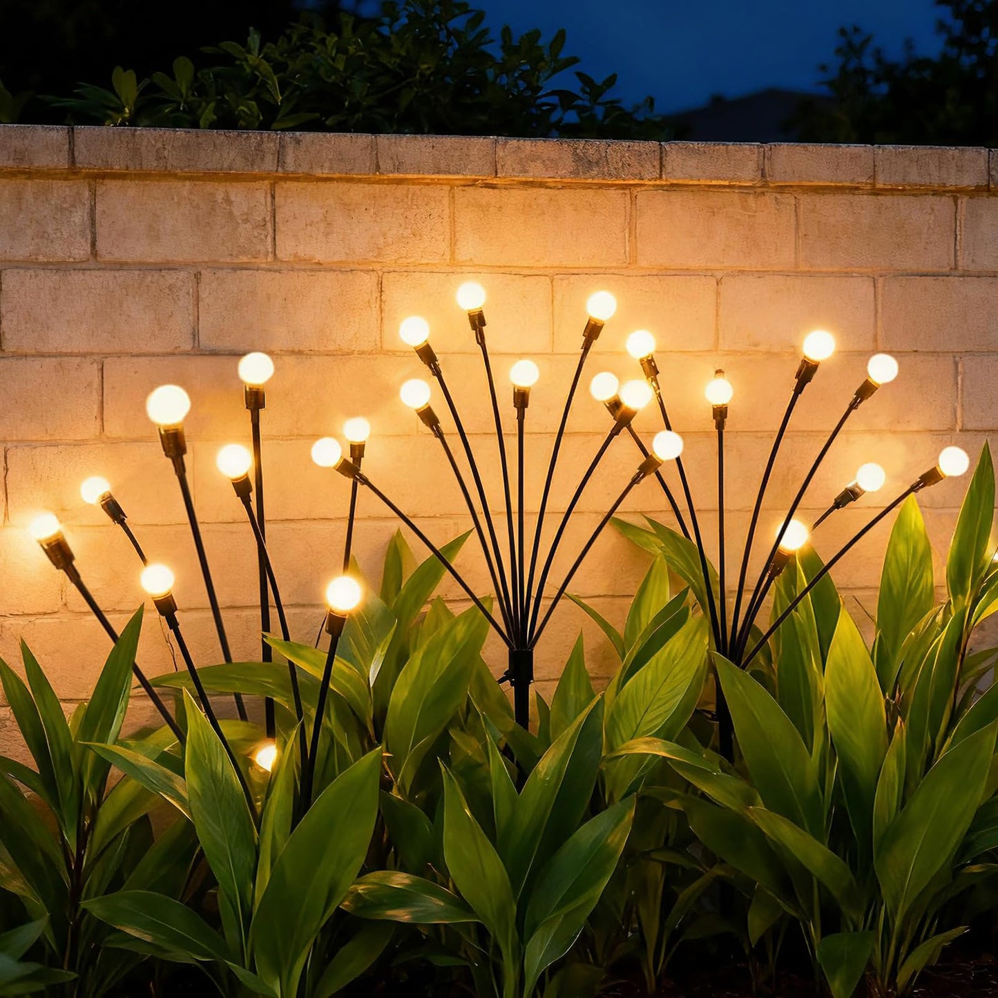 VerveAura 2 Pack IP65 Waterproof Solar Firefly Lights, 16 LED Warm White Swaying Lamps with Realistic Effect, Wind-Activated 8 Hrs Runtime No Wiring for Landscape Yard Patio Halloween Christmas Decor