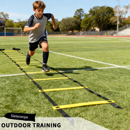 Sleteranpe 20ft Agility Ladder - Speed Ladder for Soccer with Carry Bag & Straps | 12 Adjustable Rungs | Soccer, Agility Training Equipment | Durable Footwork Ladder for Athletes (Yellow)