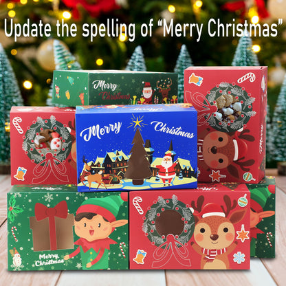 SAITI 24 PCS Christmas Cookie Boxes Bakery Christmas Treat Boxes Christmas Cookie Tins with Lids Christmas Cookie Gift Baking Box for Gift Giving Holiday Party Food Packaging Containers, Update 2025