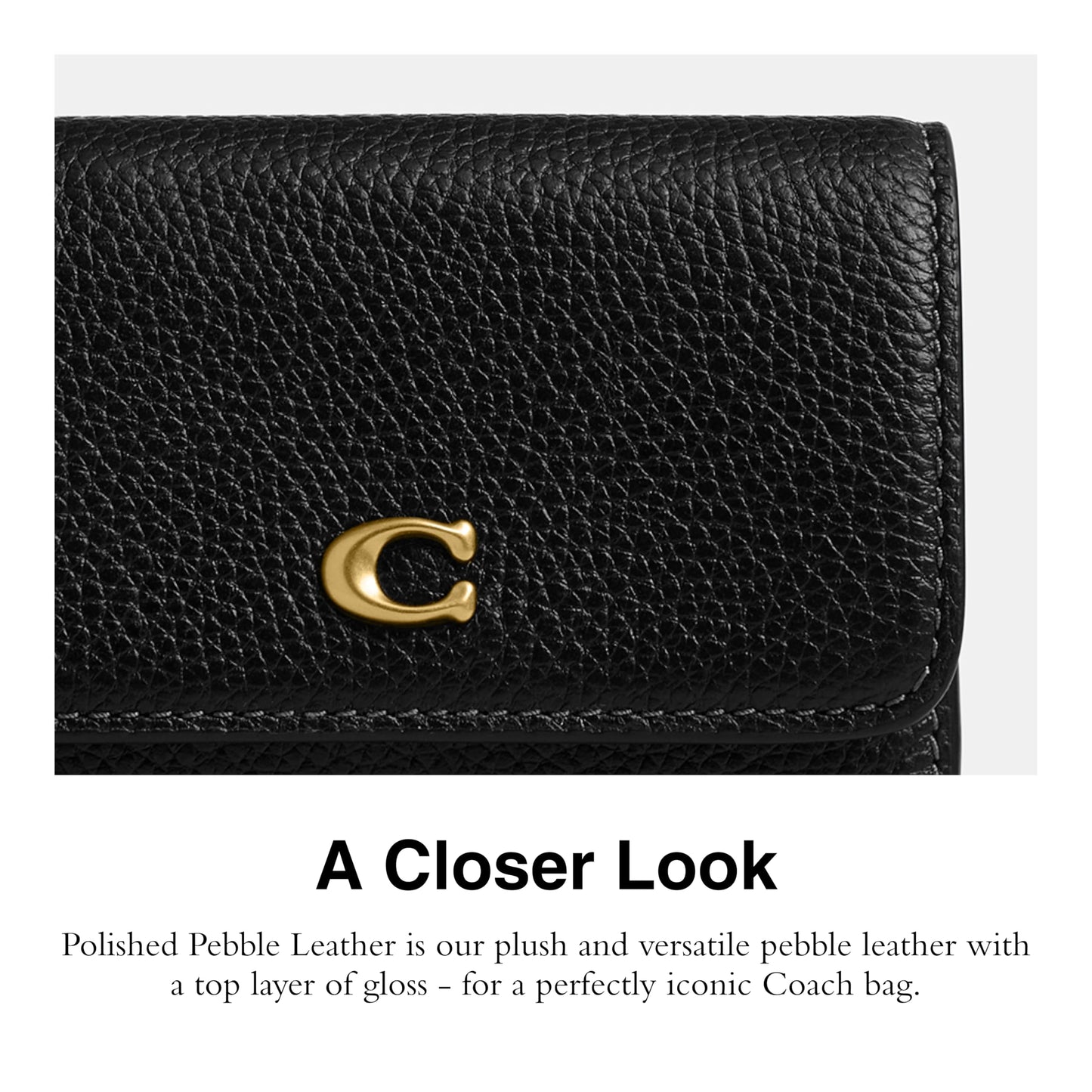 COACH Polished Pebble Leather Essential Flap Card Case