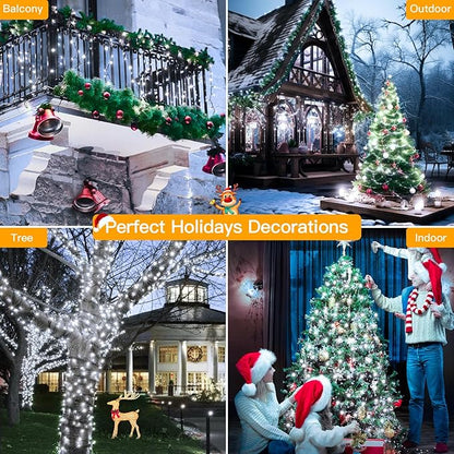 240LED 88Ft Christmas Lights with Memory, 13 Modes Waterproof Xmas String Lights Outdoor with Timer, Christmas Decorations for Indoor Patio Garden Party Home(Cold White)