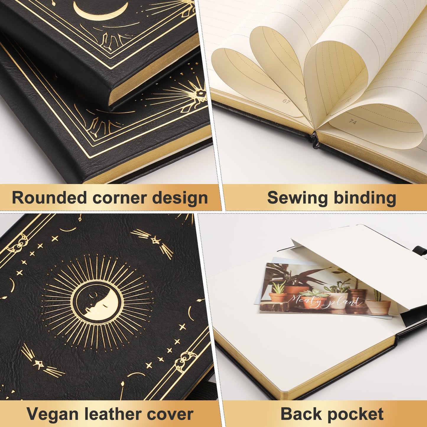 LOAPEM Blank Journal for Women Men, 192 Pages A5 Notebook Journal, Hardcover Notebook with 100Gsm Thick Pages, Leather Note Book for Writing, Travel, Business, Office, Prayer 5.7 x 8.3,Black