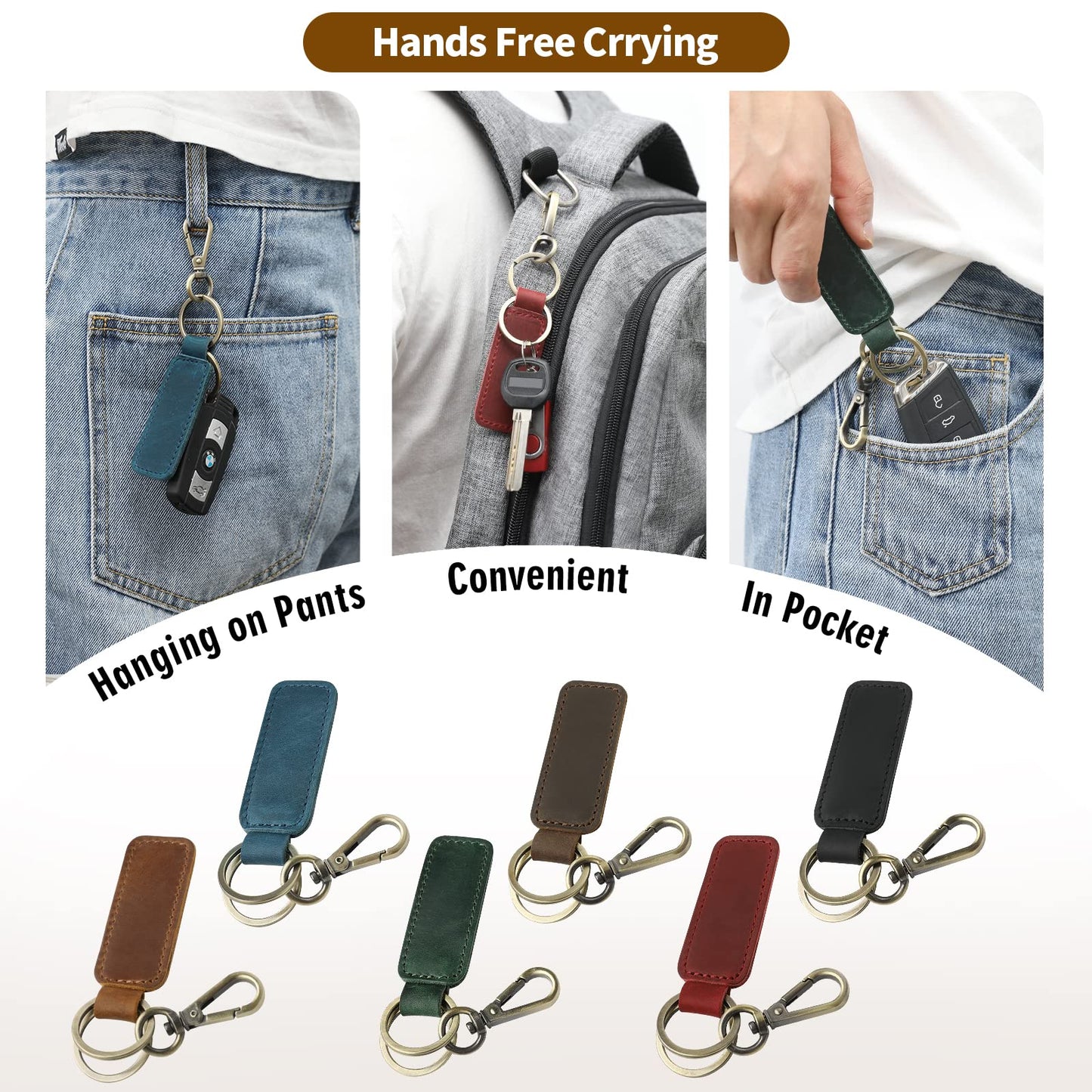 Jack&Chris Genuine Leather Car Keychain, Universal Key Fob Keychain, Leather Key Chain Holder for Men and Women, JC306…
