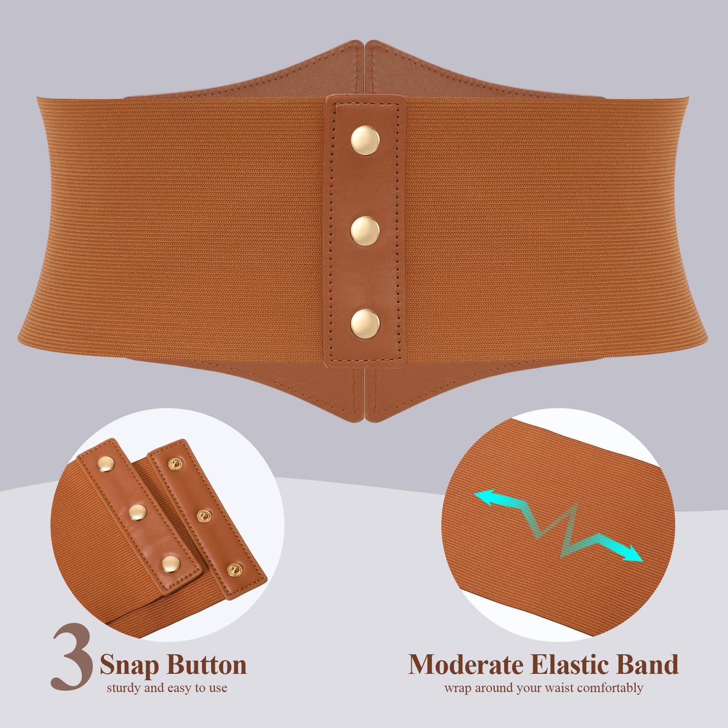 JKEEMI Women Corset Belt Wide Stretchy Waspie Elastic Waist Belt with Gold Buckle for Daily Cosplay Halloween Costume