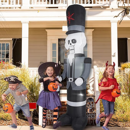 9FT Grey Soldier Inflatable Decoration, Yard Decoration with LED Lights, Outdoor Inflatable Decoration for White Christmas, Halloween, Outdoor Lawn, Garden, Party