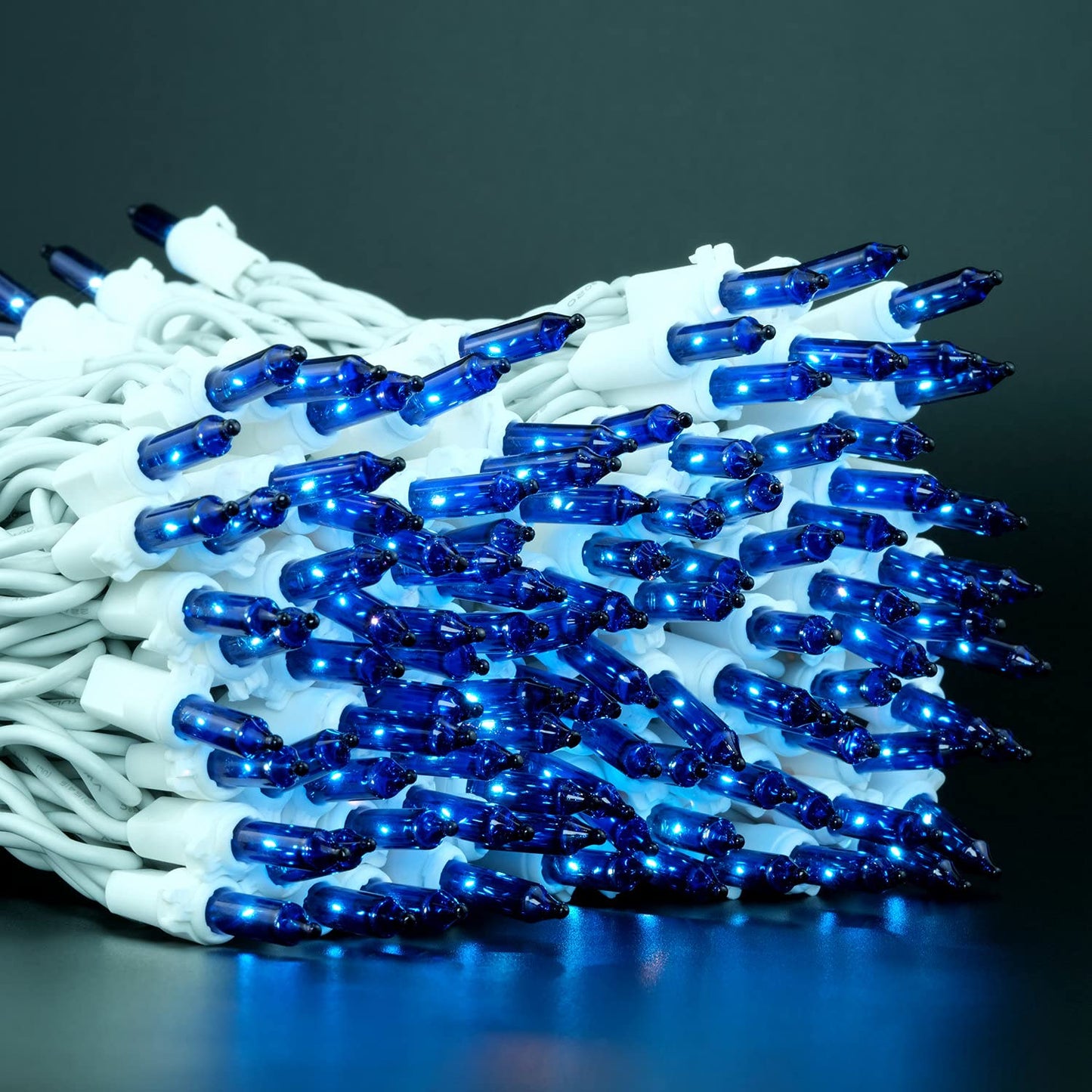 YULETIME 200 Blue Christmas String Lights, 2-Set 33 ft 100 ct White Wire