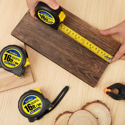 Tape Measure 16 ft, 2 Pack Easy Read Measurement Tape, Self-Locking Measuring Tape Retractable 1-Inch Wide x 16 ft