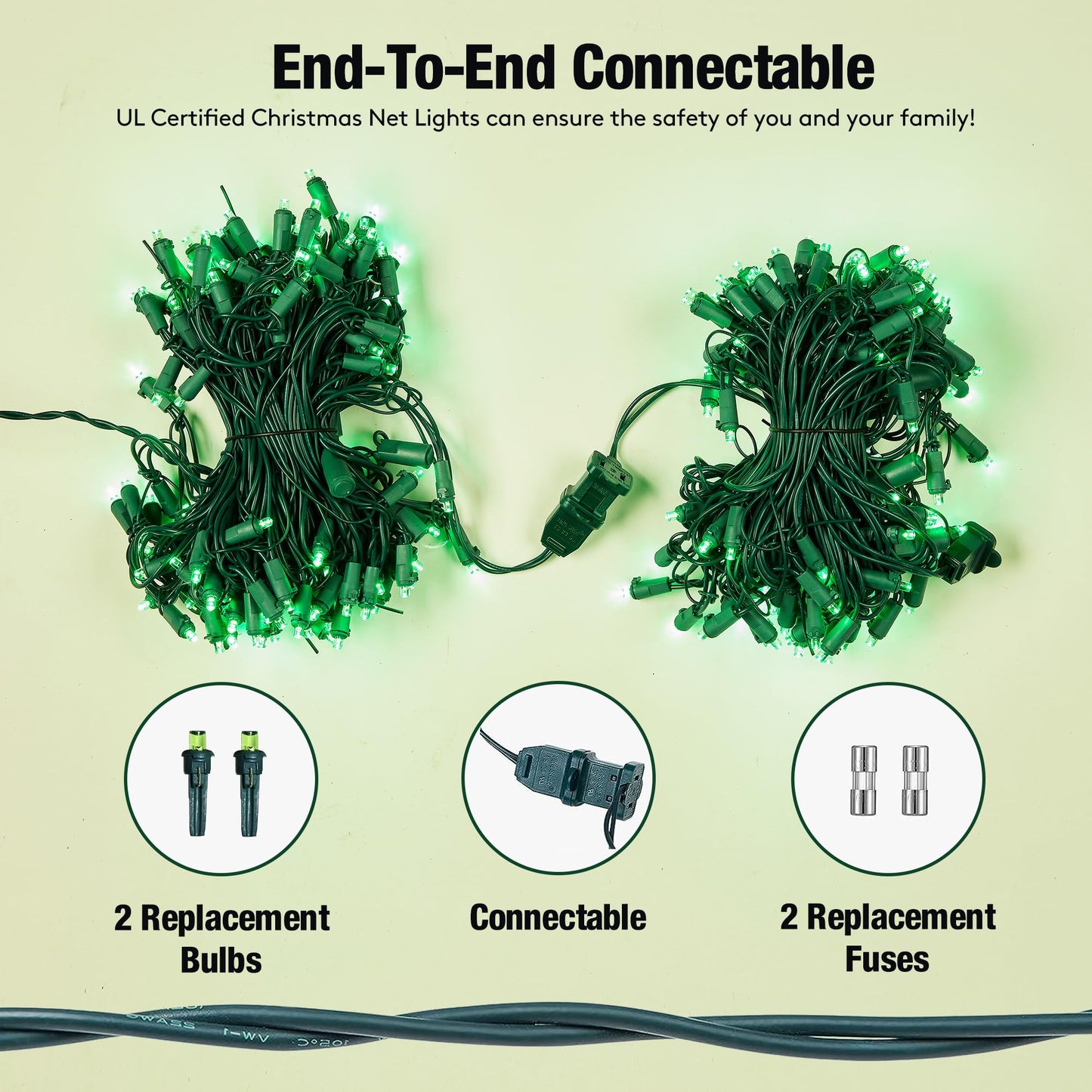 Sylampow Led Green Christmas Net Lights Outdoor Christmas Bushes Lights 120Led 6ftx5ft, Connectable Outdoor Indoor Mesh Net Lighting for Xmas Holiday, Garden, Lawn, Shrubs, Trees, Bushes Decorations
