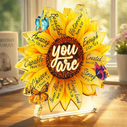 Christian Gifts for Women Acrylic Decor, Religious Gift for Women, Birthday Gifts, Bible Verse Sunflower Decor, Inspirational Scripture Gift for Her Mom Daughter Sister Aunt Teacher Best Friend