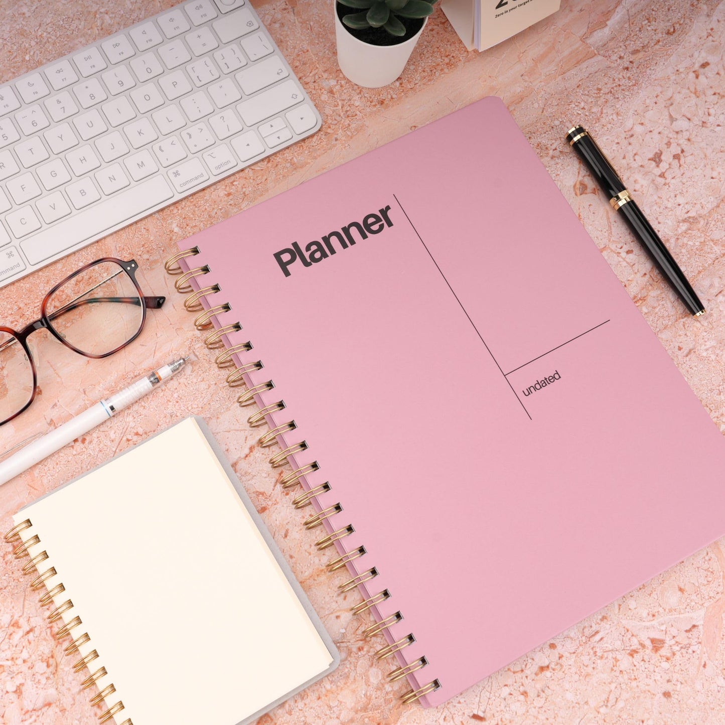 Undated Weekly Planner, 8.5x11” – Dashboard Layout with Yearly Review, Monthly Calendars, & Weekly To Do List, Spiral Bound Organizer for Work, Study & Life (Pink)
