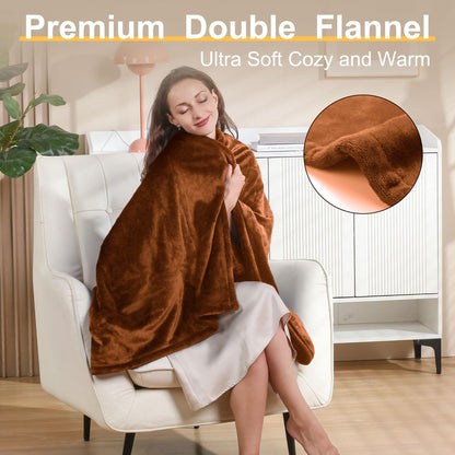 Gintao Electric Heated Blanket Throw,Double Flannel Electric Throw with 3 Heating Levels,ETL&FCC Certified, 4H Auto Off Overheat Protection,Heating Blanket for Home Office,Gifts,50"x60",Gray