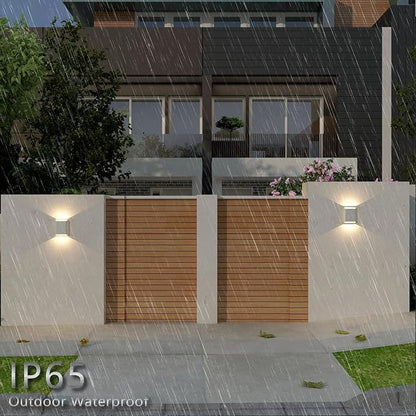 LED Wall Lights Outdoor Wall Sconces Dimmable 15.5W, IP65 Waterproof Porch Lights Up and Down Modern Wall Lamps, Patio Wall Light Fixture, 3000K 120-277V CRI 90+ (White)