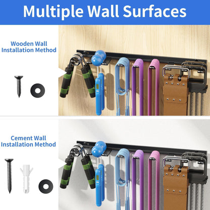 niffgaff Home Gym Storage Rack Organizer - Multi-Purpose Black Fitness Equipment Rack for Bands, Lifting Belts, Accessories