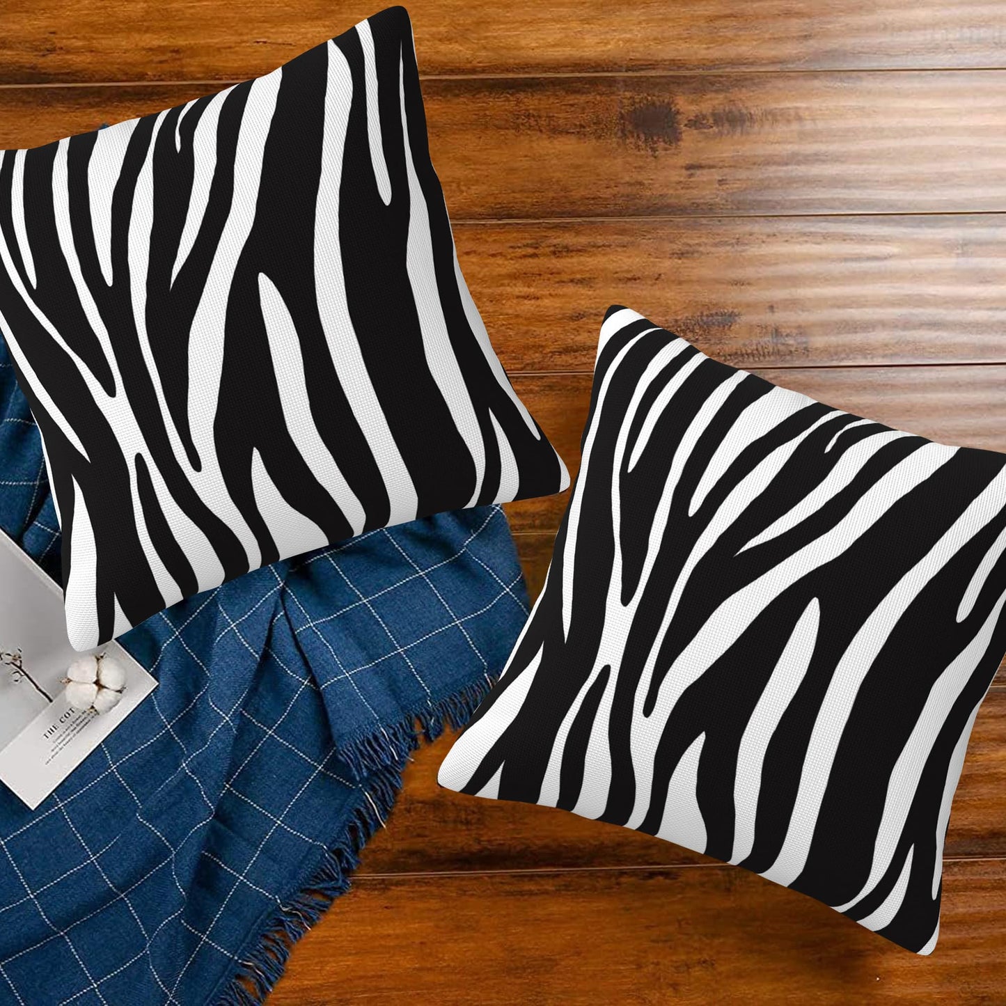 Naqiuli Throw Pillow Covers Animal Zebra Skin Pillow Covers 18x18 Inch Set of 2 Throw Pillows Decorative Pillow Cases Cushion Covers for Bedroom Livingroom Sofa Farm House