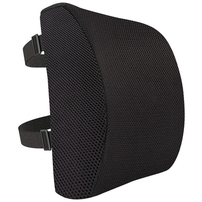 Amazon Basics Rectangular Memory Foam Back Support Cushion for Office Chairs, Non-Slip Base for Long Sitting, Black