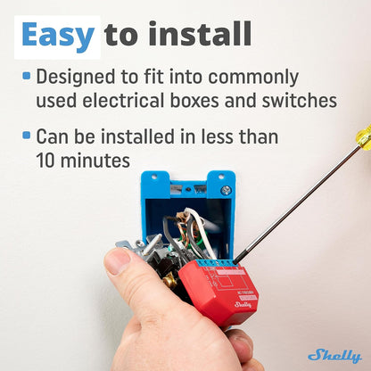 Shelly Plus 1PM | WiFi Smart Relay Switch with Power Metering | Home Automation | Bluetooth Gateway | Compatible with Alexa & Google Home | iOS Android App | No Hub | Wireless Lighting Control