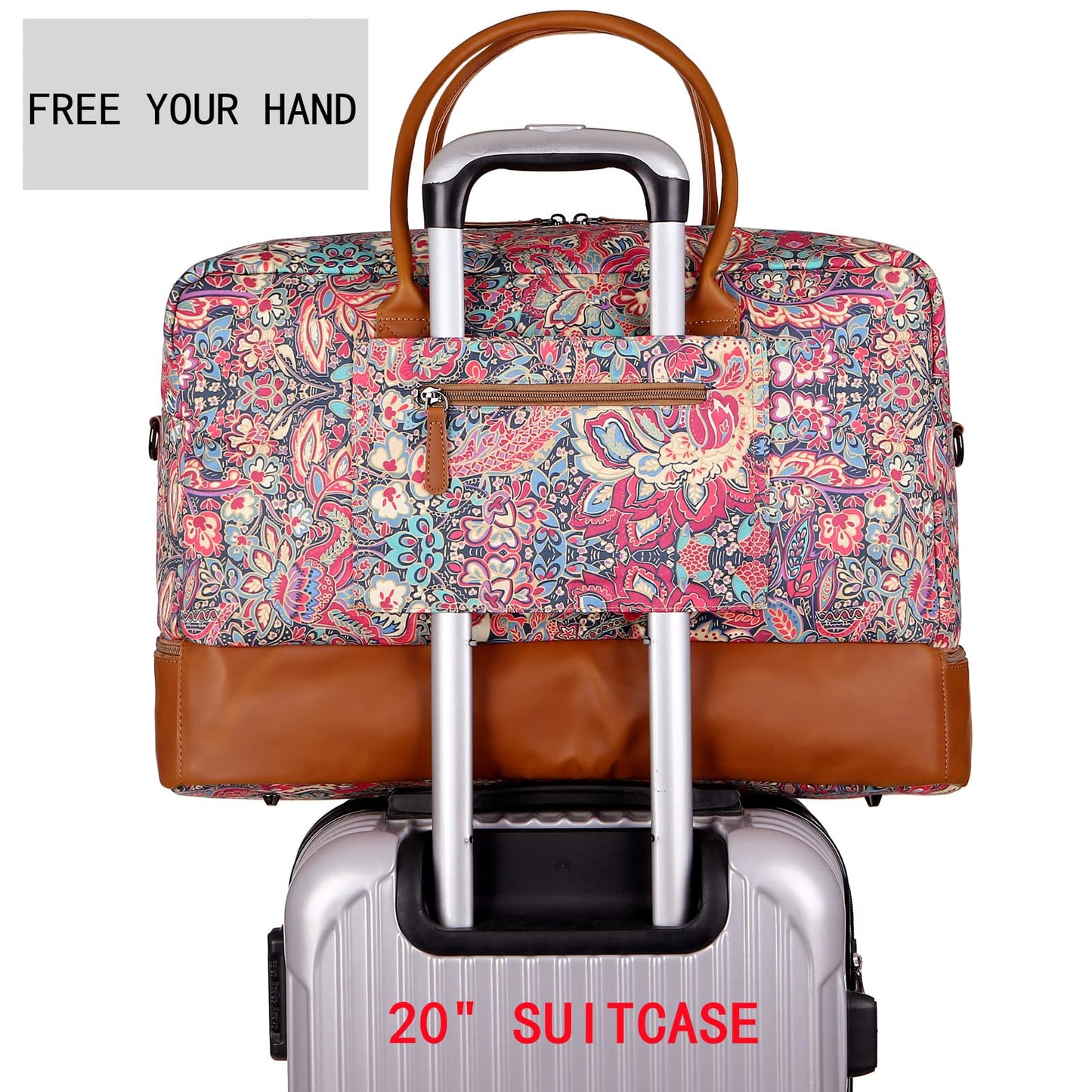 Pretty Colorful Travel Duffel Weekender Bag Overnight Bag Carry On with Shoe Compartment for Women HB-10 (HS)