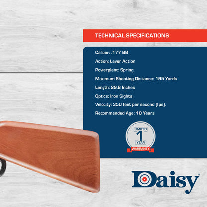 Daisy Youth Model 105 Buck Lever-Action BB Air Rifle - .177 Caliber - 350 FPS - Brown and Black