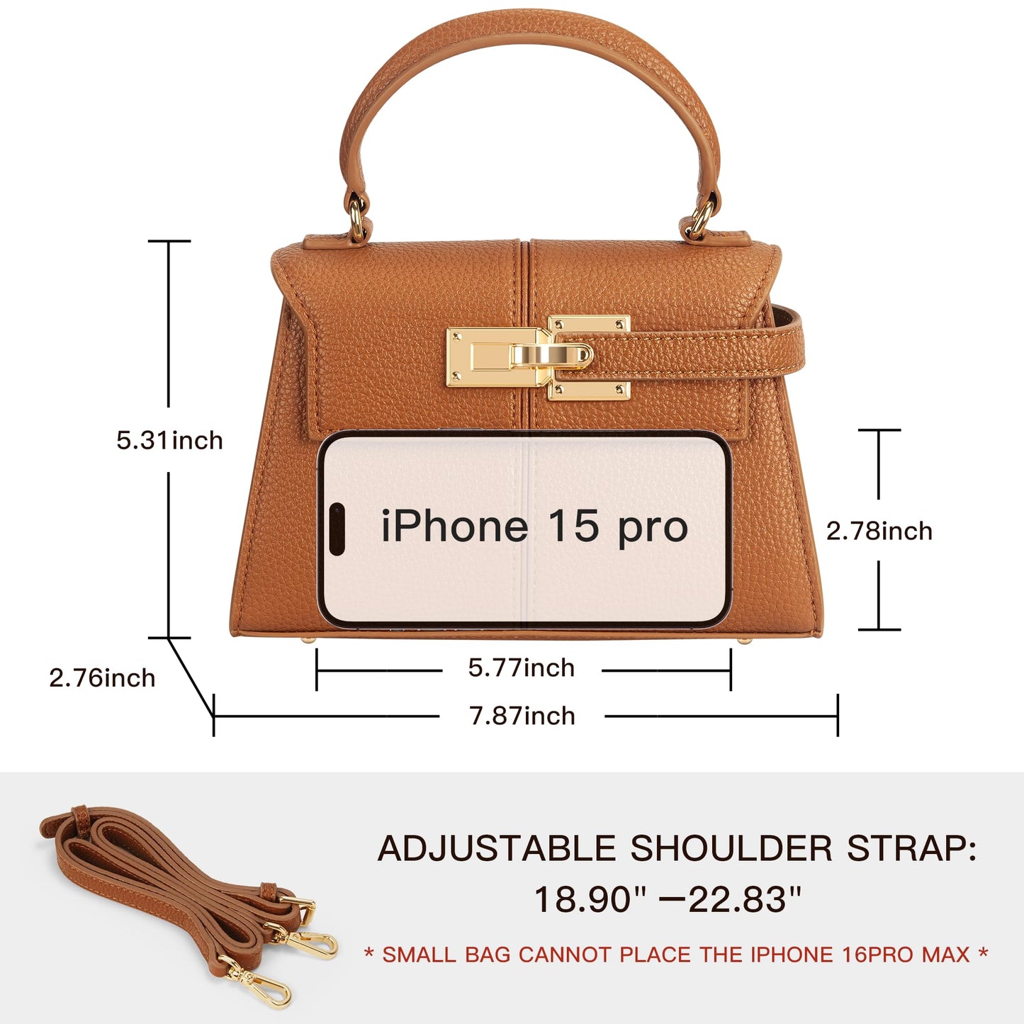 Women's Top Handle Handbag Vegan Leather Crossbody Bag,BROWN,SMALL