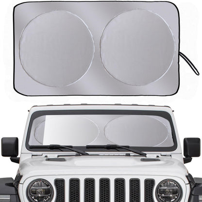 Sun Shade for Car Windshield Foldable Front Window Sun Visor 240T Reflective Fabric Blocks UV Rays and Sun, Automotive Interior Protection for Cars,Trucks, SUVs|L (68.9”x35”)