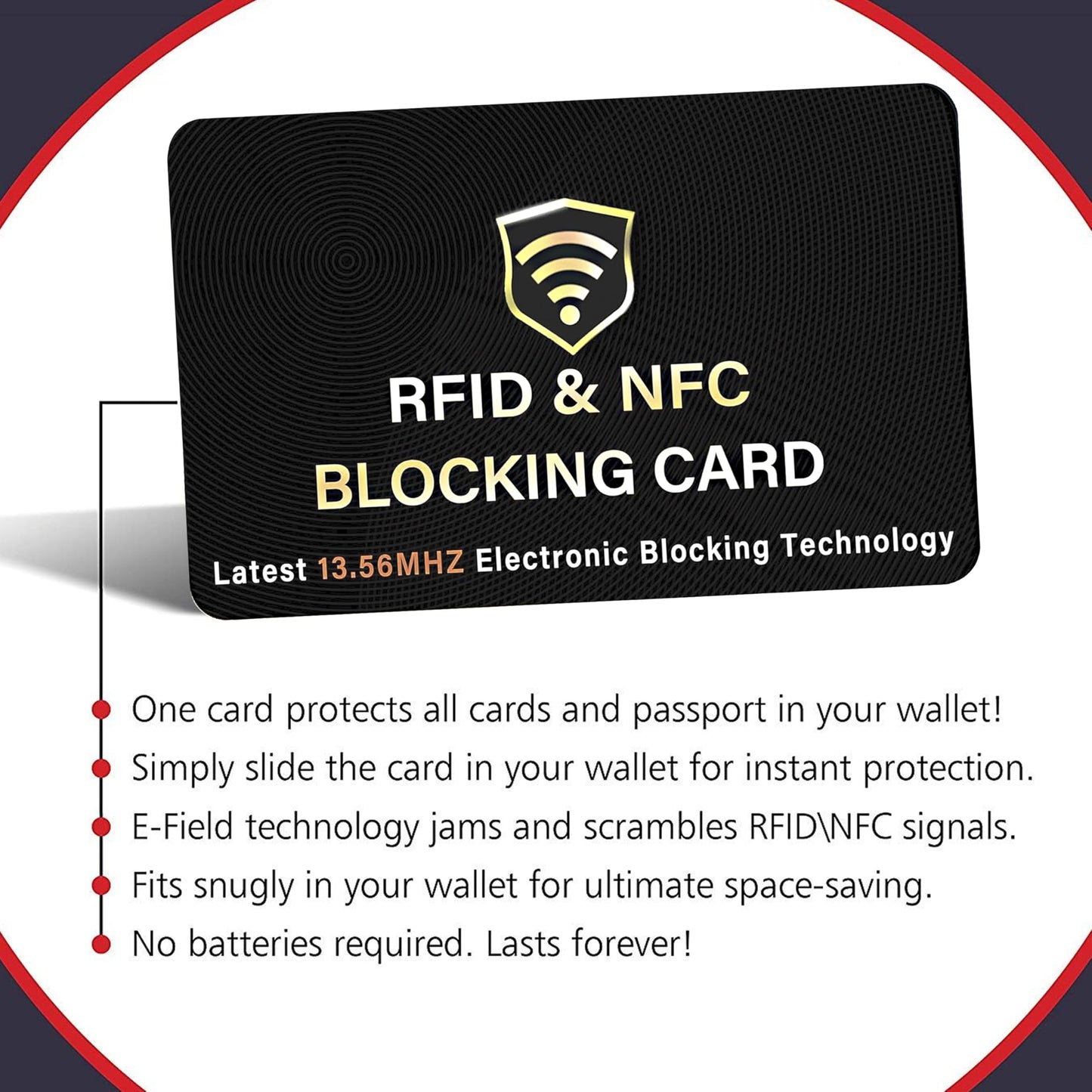 SaiTech IT 5 Pack RFID Blocking Card, One Card Protects Entire Wallet Purse, NFC Contactless Bank Debit Credit Card Protector ID ATM Guard Card Blocker–(Black)