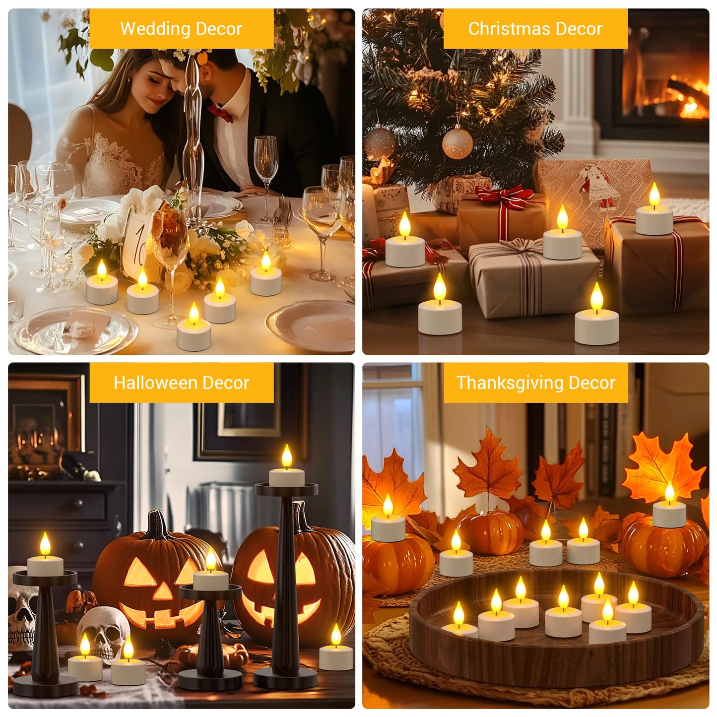 PChero Rechargeable Flameless Candles with Remote Timer & Charging Base, Long Lasting LED Tealight Battery Operated Flickering Candles for Home Decor Wedding Halloween Christmas, 6 Pack