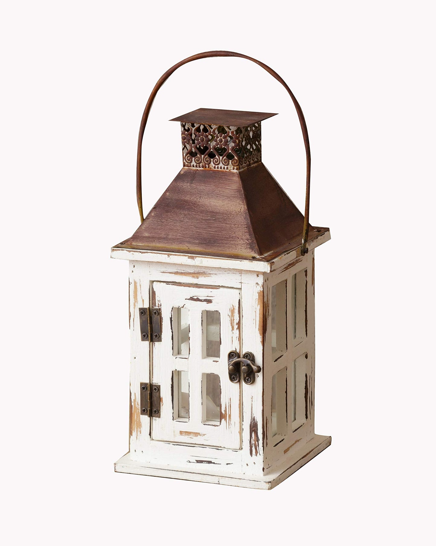 Your Hearts Delight White Rusty Top Small Lantern, Multi