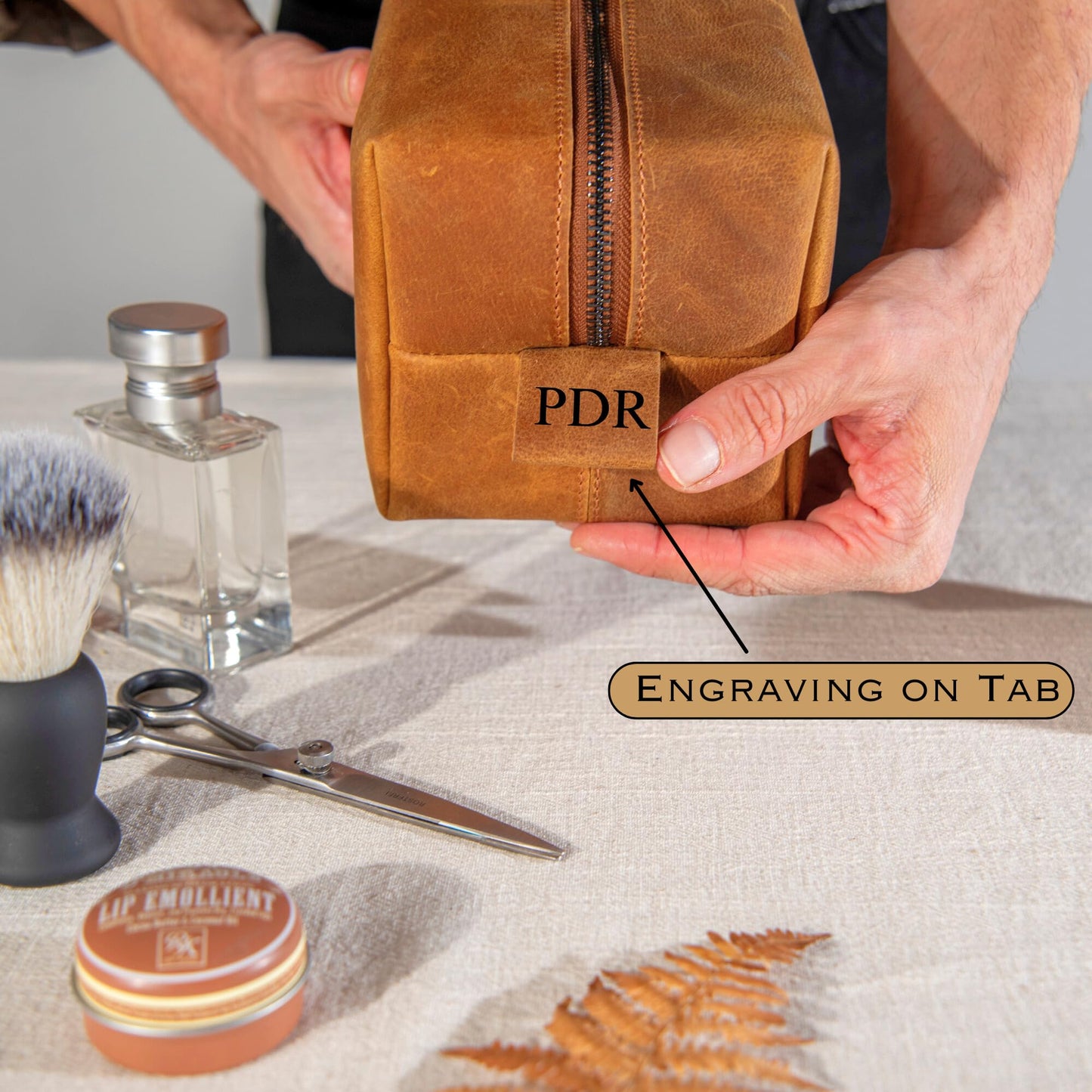 Personalized Handcrafted Leather Toiletry Bag for Men, Custom Shaving, Travel Dopp Kit, Grandpa, Dad, Husband, Father, Him, Boyfriend, Groomsmen, Birthday, Wedding, Graduation, Retirement Gifts