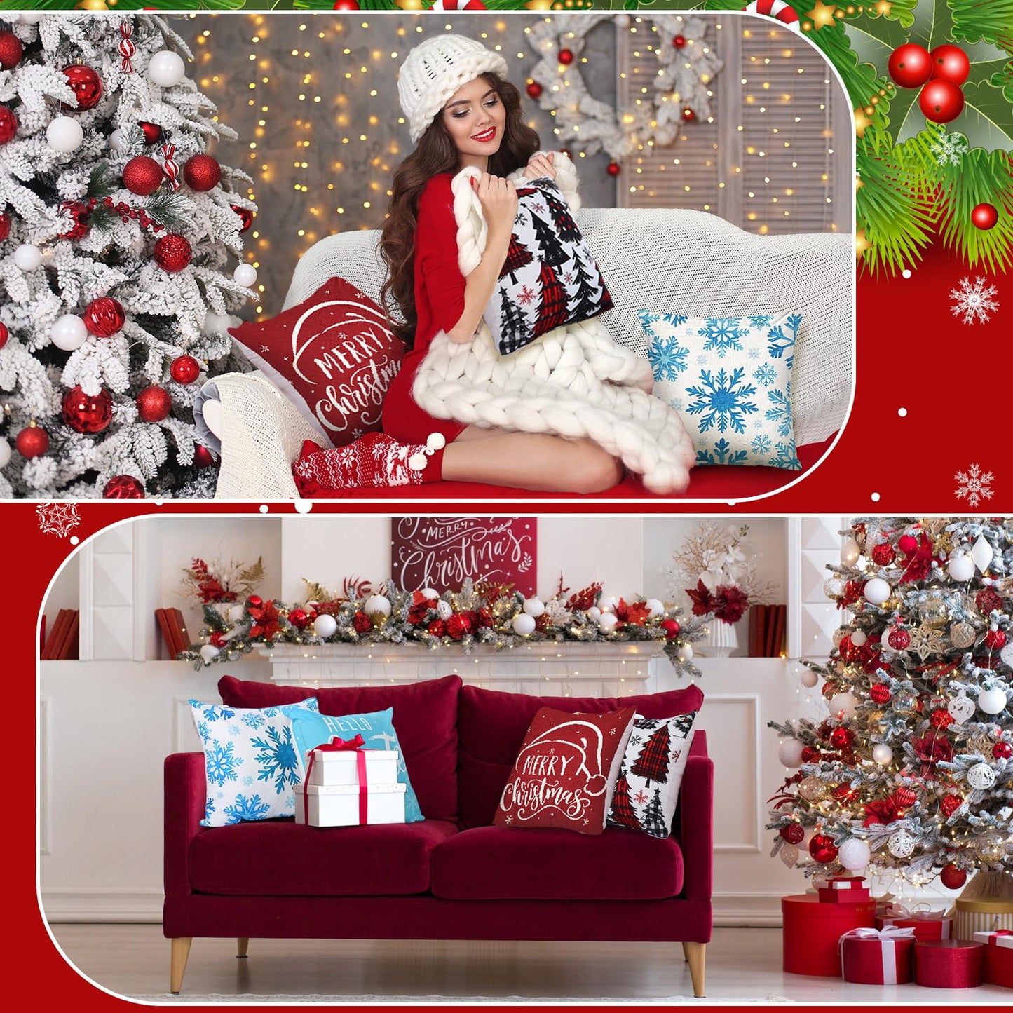 Mindsoft 20 Pcs Holiday Pillow Covers 18 x 18 Summer Pillow Cover 4th of July Fall Pillowcase Decorative Seasonal Cushion Case for Farmhouse Home Sofa(Holiday)