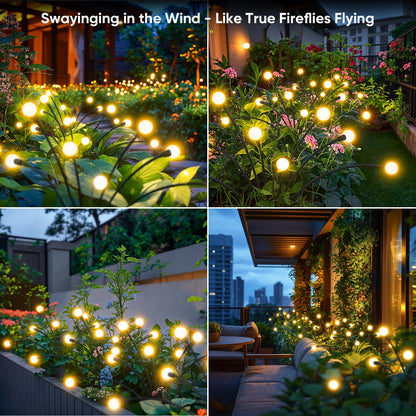 Solar Lights Outdoor Garden Decor: Unique Gardening Gifts for Mom - 4 Pack 32 LED Firefly Solar Powered Lamps - Sway by Wind Outside Waterproof Solar Lights for Yard Pathway Landscape Decorations