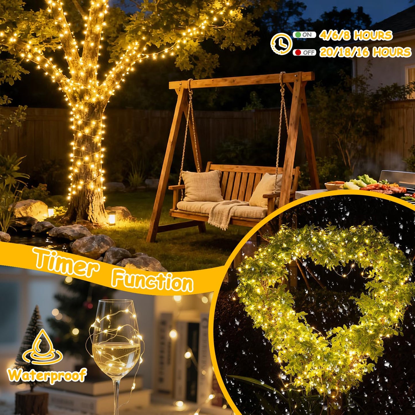 500LED Fairy Lights Twinkle String Light Plug in, 164ft Bendable Silver Copper Wire Firefly Lights, 12Modes with Timer Remote, Warm White Decor for Indoor Outdoor Room Wedding Party Christmas