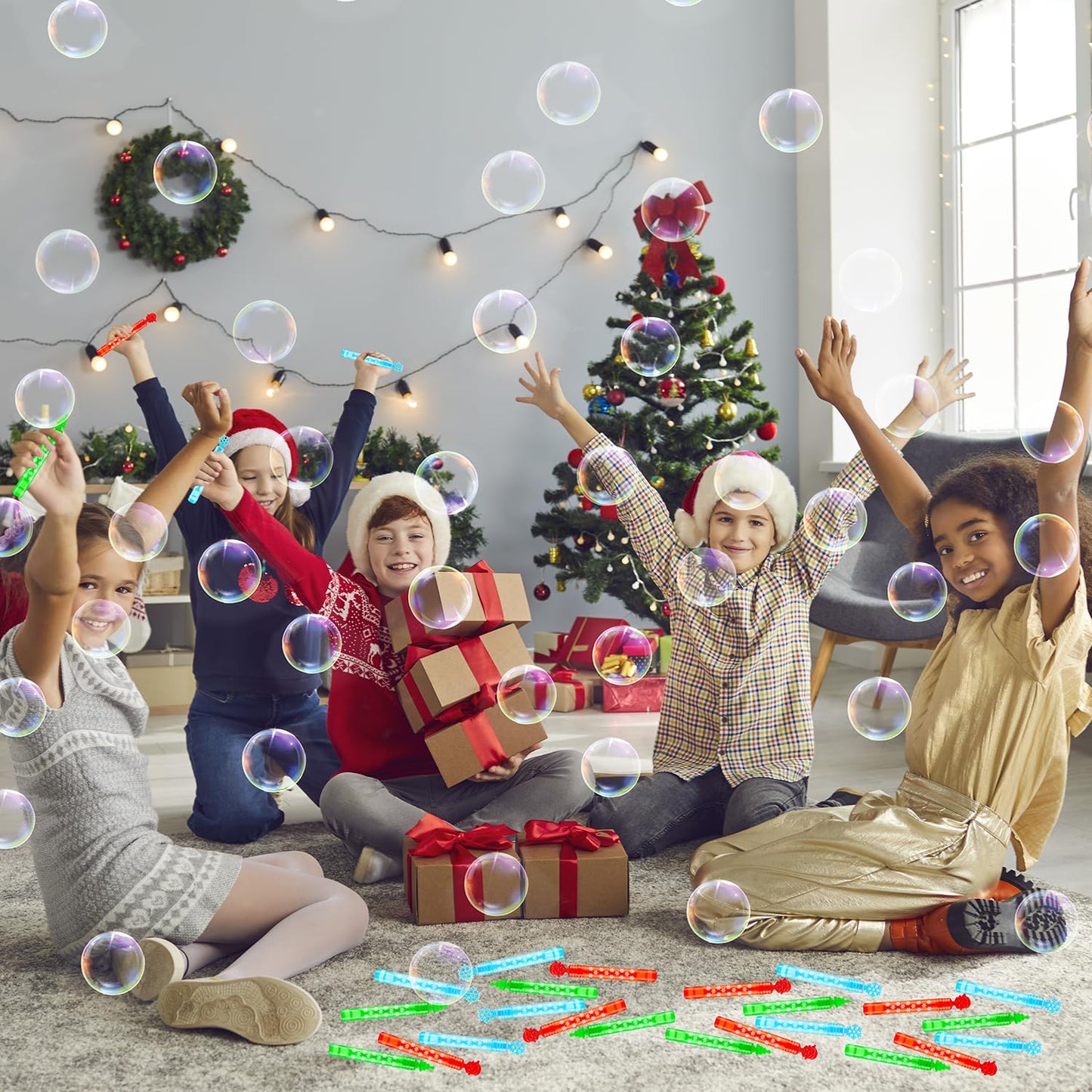 Bulk Christmas Party Favors Prizes for Kids 100 Pack, Christmas Mini Bubbles Goodie Treat Bag Stocking Stuffers for Toddlers, Xmas Holiday Toys Gifts Classroom Supplies Games Giveaways for Boys Girls