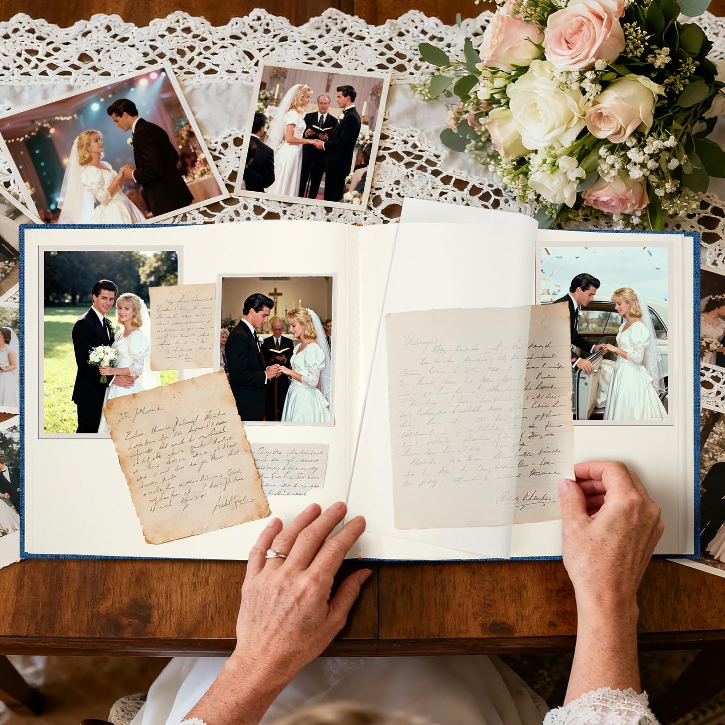 Vienrose Scrapbook Album 12" x 12", Large Linen Photo Album with Writing Space, DIY Scrapbook Supplies for Wedding, Baby, Family Memories & Travel (30 sheets / 60 pages Navy Blue)