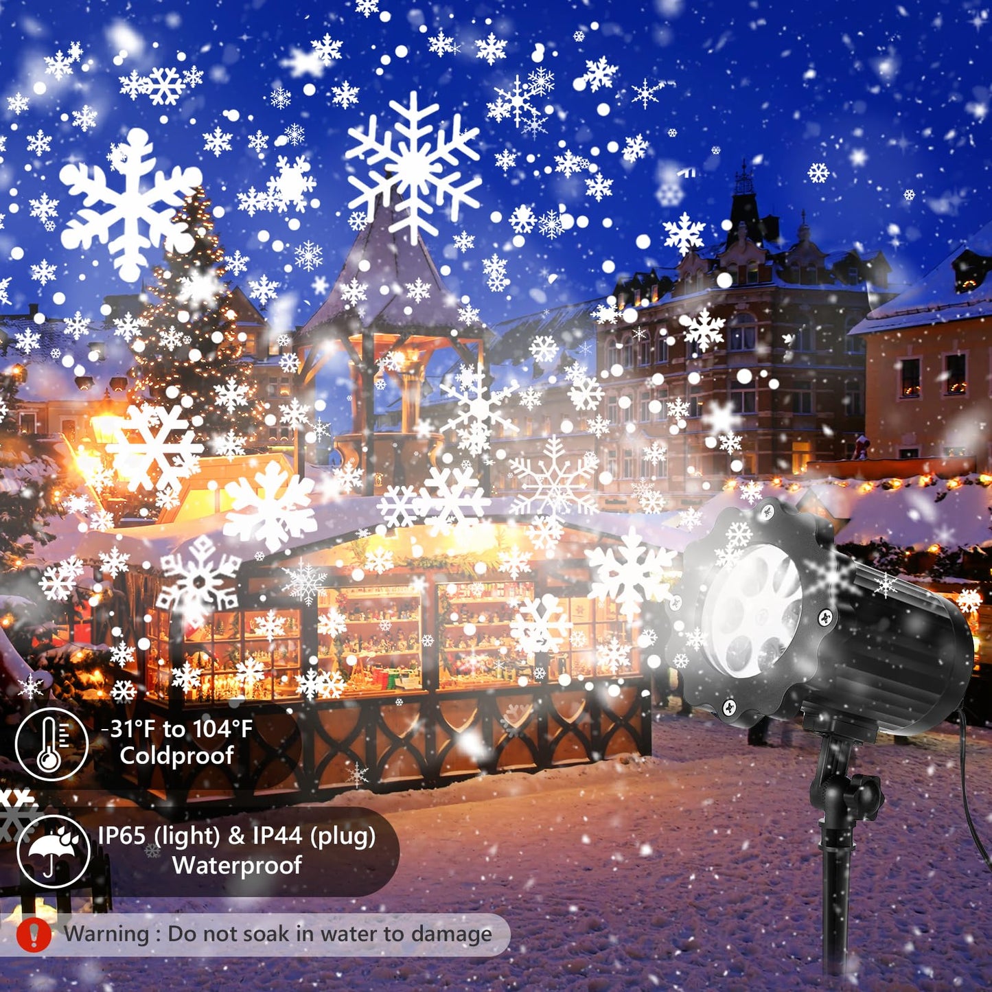 2025 New Christmas Projector Lights Outdoor, Waterproof & Adjustable LED Christmas Snowflake Projector Lights Indoor for Halloween, Christmas, Home Birthday Party and Garden Decoration