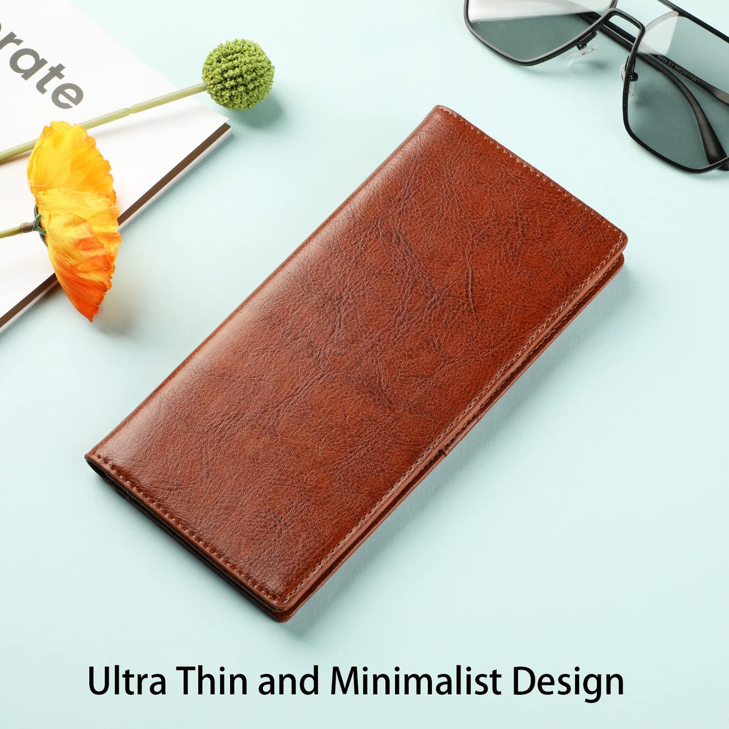 Lavemi Ultra Slim Thin Leather Women Wallet RFID Blocking Credit Card Holder Bifold Long Ladies Billfold (2-Waxed Brown)