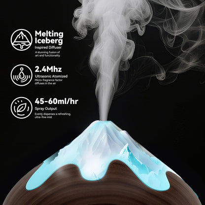 Essential Oil Diffuser for Home 500ML, Ultrasonic Large Diffuser Oil Machine with Remote Control, Aromatherapy Diffusers for Home Office Room, Aroma Diffuser with 14 Color LED & 2 Mist Mode, Brown